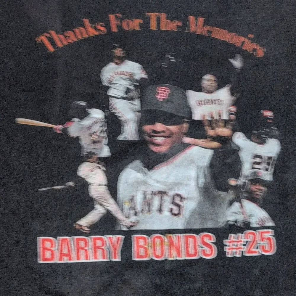 VTG Barry Bonds #25 SF Giants T Shirt Thanks For The Memories Mens 2XL